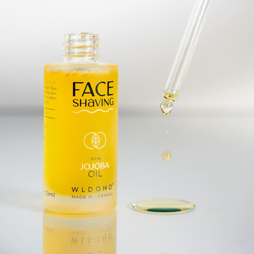 Face Shaving Oil 100% Jojoba Öl WLDOHO 30ml mit Glaspipette Öltropfen