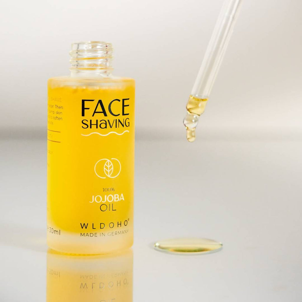 Face Shaving Oil 100% Jojoba Öl  WLDOHO 30ml  mit Glaspipette Öltropfen