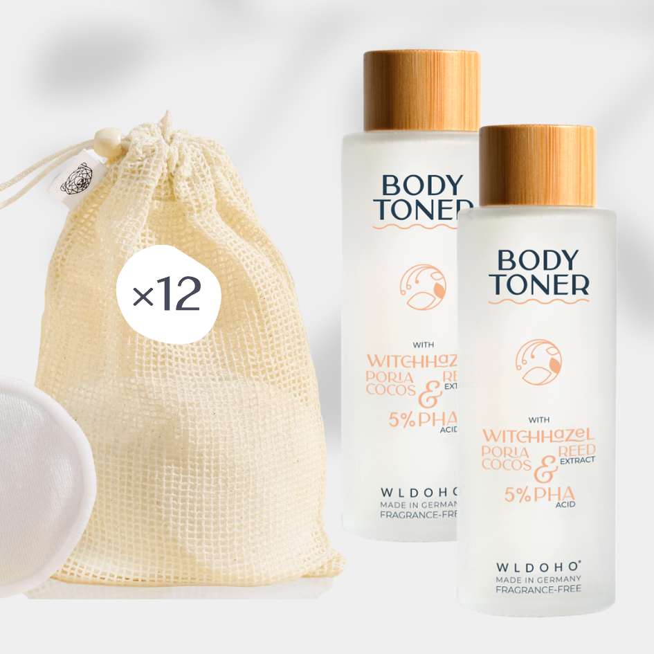 WLDOHO Kosmetik 2er Set + Pads PHA Body Toner - Rasierwasser gegen Entzündungen